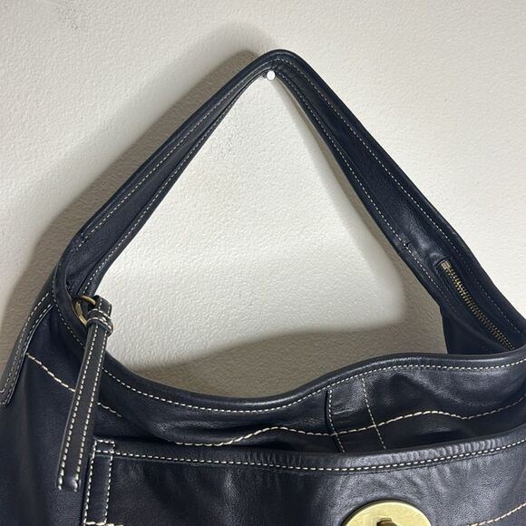 Vtg Coach Ergo Black Leather Hobo Shoulder Bag with turnlock style 10741 - Picture 3 of 13